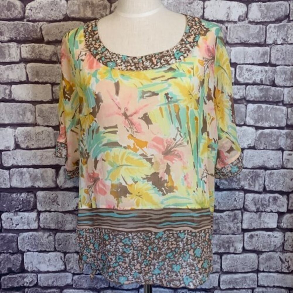 Coldwater Creek Sheer Silk Blouse Size S/M